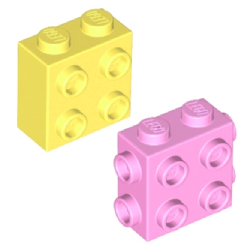 ブロック1×2×1 2/3片側面にスタッド有/1×2×1-2/3-3方向スタッド有