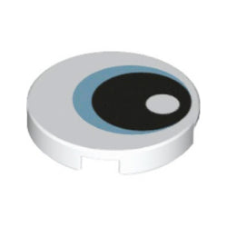 14769pb264タイル2×2丸(メタリックライトブルーとブラックの目)ホワイト