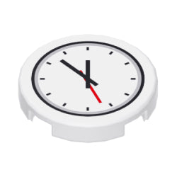 14769pb356タイル2×2丸(時計赤い秒針付)ホワイト