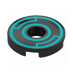 15535pb13タイル2×2丸中央穴有(ダークターコイズ同心円)ブラック