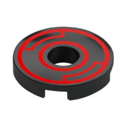 15535pb17タイル2×2丸中央穴有(赤い同心円)ブラック