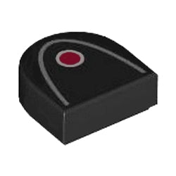 24246pb046タイル1×1半円付き(レッドサイクルとシルバーライン)ブラック