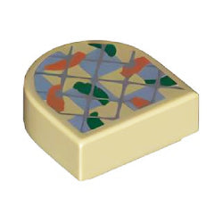 24246pb050タイル1×1半円付き(格子とチリ・ペッパーズ柄)タン