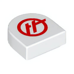 24246pb055タイル1×1半円付き(ハース・フォーミュラ1)ホワイト