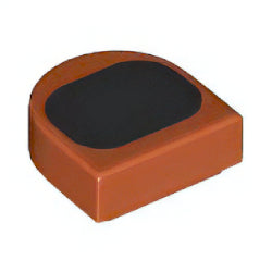 24246pb056タイル1×1半円付き(黒の楕円)ダークオレンジ