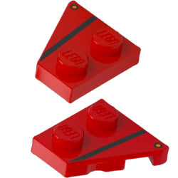 24299pb03-24307pb03ウェッジプレート2×2右/2×2左(ブラックストライプとオレンジドットのペア) レッド