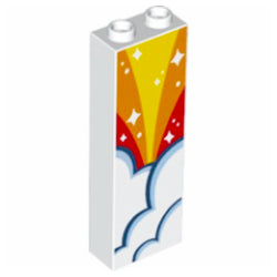 2454pb144ブロック1×2×5(雲と赤/オレンジ/黄色の空)ホワイト