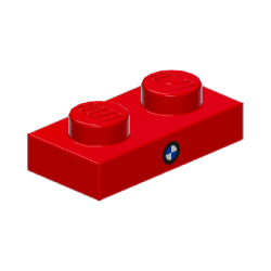 3023pb05プレート1×2(BMWロゴ)レッド