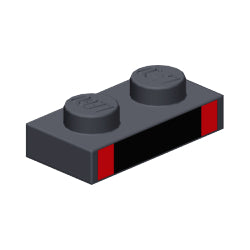 3023pb06プレート1×2(レッドアンドブラックスクエア)ダークブルーイッシュグレイ