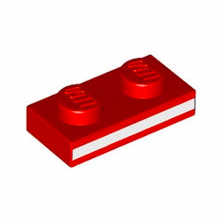 3023pb12プレート1×2(ホワイトストライプ)レッド