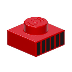 3024pb025プレート1×1レッド(6ブラックストライプ)