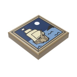 3068bpb0408タイル2×2(帆船と月)ダークタン