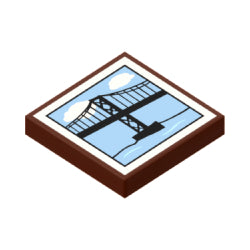 3068bpb0674タイル2×2(吊り橋の絵画)レディシュブラウン