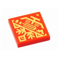 3068bpb1890タイル2×2(金の寺院と木と丘)レッド