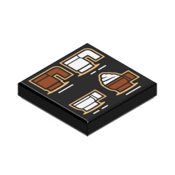 3068bpb2263タイル2×2(コーヒーとカップ)ブラック