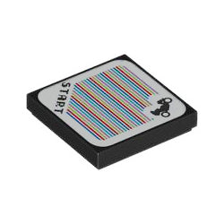 3068pb2569ステッカータイル2×2(バイクとSTART)ブラック