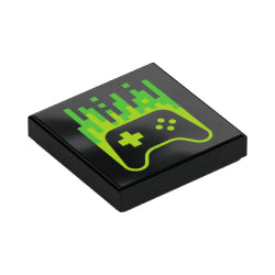 3068pb2763タイル2×2(ゲームコントローラーとピクセル画)ブラック