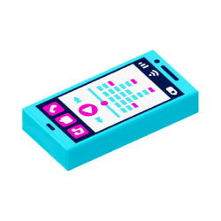 3069bpb0854タイル1×2(スマートフォン音楽再生中)ミディアムアジュール