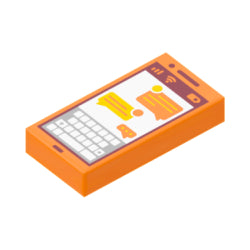 3069bpb0864タイル1×2(スマートフォンとチャット)オレンジ