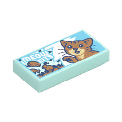 3069pb1341タイル1×2(MEOW BiTSとネコ)ライトアクア