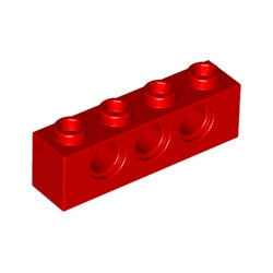 3701-021テクニックブロック1×4ペグ穴3個レッド
