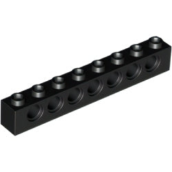 3702-026テクニックブロック1×8ペグ穴7個ブラック