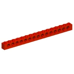 3703-021テクニックブロック1×16ペグ穴15個レッド