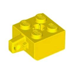 30389c-024ヒンジブロック2×2ロック指1本-新型車軸穴イエロー