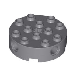 6222-199ブロック4×4丸上部に車軸穴有ダークブルーイッシュグレイ