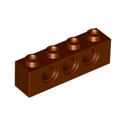 3701-192テクニックブロック1×4ペグ穴3個レディシュブラウン