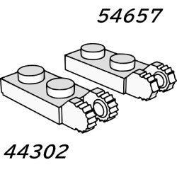 ヒンジプレート1×2ロック端に指2本(新型) ライトブルーイッシュグレイ