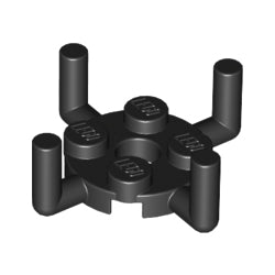 98284-026プレート2×2丸中央穴と垂直アーム4個ブラック