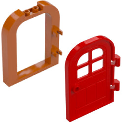 5258-038-5257-021アーチ型ドア枠1×6×6ダークオレンジとアーチ型ドア1×4×6レッド
