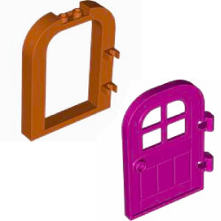 5258-038-5257-124アーチ型ドア枠1×6×6ダークオレンジとアーチ型ドア1×4×6マジェンタのセット