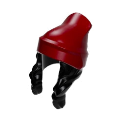 52686pb04えんじ色のビーニー帽とおさげ髪ブラック