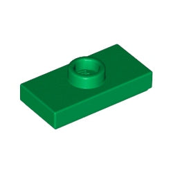 15573-028プレート1×2中央1スタッドグリーン