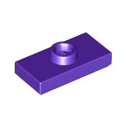 15573-268プレート1×2中央1スタッドダークパープル