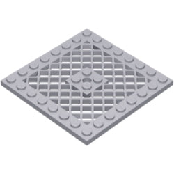 4151b-194プレート8×8斜め格子と中央ペグ穴有ライトブルーイッシュグレイ