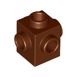 4733-192ブロック1×1-4方向スタッド有レディシュブラウン