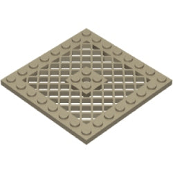 4151b-138プレート8×8斜め格子と中央ペグ穴有ダークタン