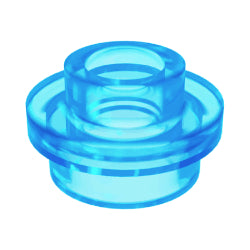 85861-042プレート1×1丸貫通穴有トランスライトブルー