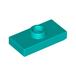 15573-107プレート1×2中央1スタッドダークターコイズ