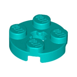 4032-107プレート2×2丸車軸穴有ダークターコイズ