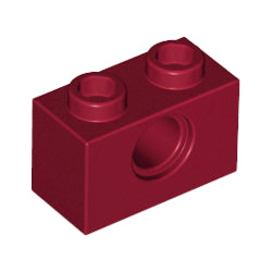 3700-154テクニックブロック1×2ペグ穴1個ダークレッド