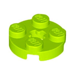 4032-119プレート2×2丸車軸穴有ライム