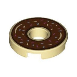 15535pb06タイル2×2丸中央穴有(チョコレートドーナツ)タン