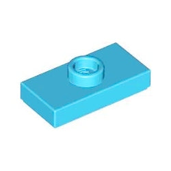 15573-322プレート1×2中央1スタッドミディアムアジュール