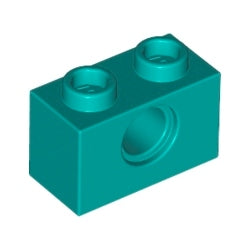 3700-107テクニックブロック1×2ペグ穴1個ダークターコイズ