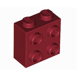 22885-154ブロック1×2×1-2/3片側面にスタッド有ダークレッド