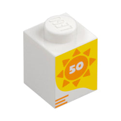 3005pb060ブロック1×1(オレンジの太陽と50)ホワイト